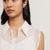 NORELLA Sheer Organza Longline Sleeveless Blouse