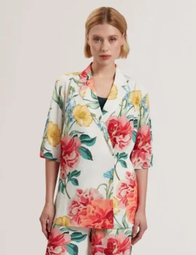 NYMPHA Floral Short Sleeve Oversized Blazer