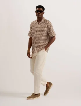 OISE Textured Grid Cotton Short Sleeve Shirt