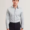 OLWENO Micro Geo Print Long Sleeve Slim Shirt