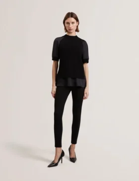 ONZAA Chunky Knit Short Sleeve Top With Shirt Hem