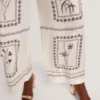 ORNITHA Panel Print Silk Linen Wide Leg Trousers