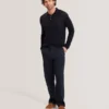 OSAKA Basket Texture Silk Blend Long Sleeve Polo