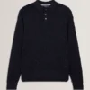 OSAKA Basket Texture Silk Blend Long Sleeve Polo