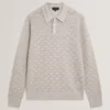 OSAKA Textured Silk Blend Long Sleeve Polo