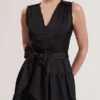OTIANA Sleeveless Tie Waist Tiered Mini Dress