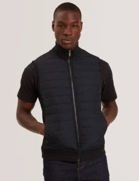 PAFAVOR Quilted Front Funnel Neck Zip-Up Gilet