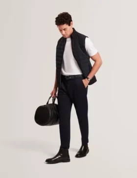 PAFAVOR Quilted Front Funnel Neck Zip-Up Gilet