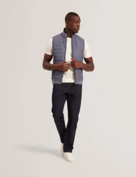 PAFAVOR Quilted Front Funnel Neck Zip-Up Gilet