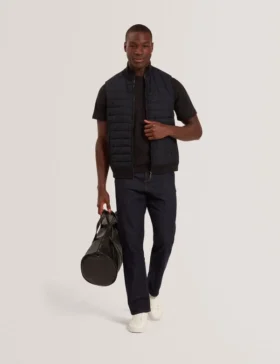 PAFAVOR Quilted Front Funnel Neck Zip-Up Gilet