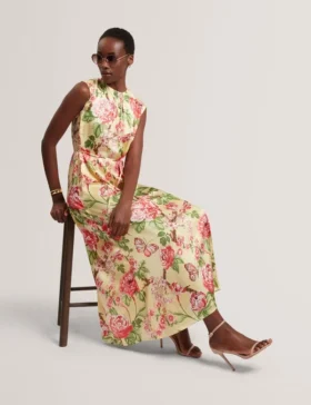 PARKER Satin Floral Sleeveless Maxi Dress
