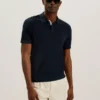 PELTZ Short Sleeve Regular Silk Blend Polo