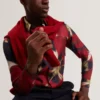 PHELIN Red Blooms Print Cotton Stretch Shirt
