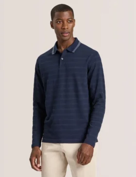 POPCORN STRIPE LONG SLEEVE POLO Sky Captain