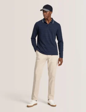 POPCORN STRIPE LONG SLEEVE POLO Sky Captain