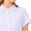 PRENTISS Striped Cotton Drawstring Mini Shirt Dress