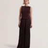 RAYYNA Wide Leg Satin Jumpsuit With Knitted Tank