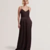 RAYYNA Wide Leg Satin Jumpsuit With Knitted Tank