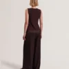 RAYYNA Wide Leg Satin Jumpsuit With Knitted Tank