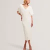 REBEXXA Wide Sleeve Knitted Bodycon Midi Dress REBEXXA Wide Sleeve Knitted Bodycon Midi Dress