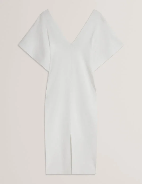 REBEXXA Wide Sleeve Knitted Bodycon Midi Dress REBEXXA Wide Sleeve Knitted Bodycon Midi Dress
