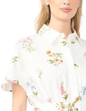 RILEY Floral Belted Midi Shirt Dress