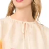 ROCHELLE Floral Print Tie Neck Relaxed Blouse