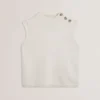 RONDHER Rose Button Wool Knit Tank Top