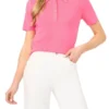 RONNI Rib Knit Short Sleeve Polo Top
