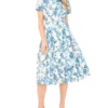 RORY Cotton Floral Belted Midi Shirt Dress