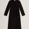 ROSE Mid Length Belted Wool Wrap Coat