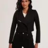 ROSECEE Tailored Cropped Wool Wrap Jacket