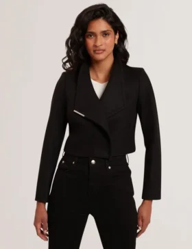 ROSECEE Tailored Cropped Wool Wrap Jacket