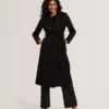 ROSELL Longline Belted Wool Wrap Coat
