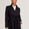 ROSELL Longline Belted Wool Wrap Coat