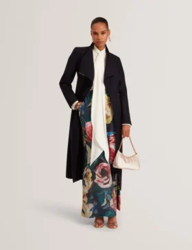 ROSELL Longline Belted Wool Wrap Coat