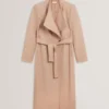 ROSELL Longline Belted Wool Wrap Coat