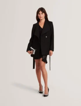 ROSESS Short Belted Wool Wrap Coat