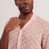 ROWWANN Basket Knit Silk Blend Short Sleeve Shirt