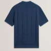 RUZZA Textured Stripe Open Neck Knitted Polo Shirt