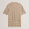 RUZZA Textured Stripe Open Neck Knitted Polo Shirt