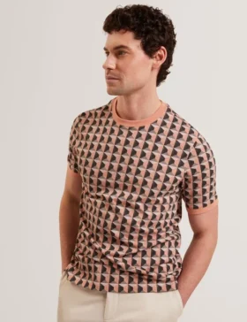 SAFAVIY Painted Geo Print Pure Cotton T-Shirt