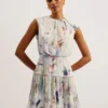 SAINTLY Floral Print Mini Dress