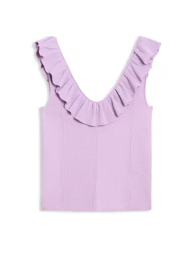 SAMAHA Sleeveless Knit Ruffle Top