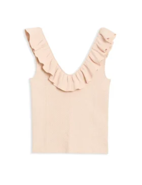 SAMAHA Sleeveless Knit Ruffle Top