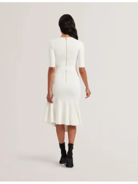 SAMALEE Flippy Hem Knitted Midi Dress With Belt
