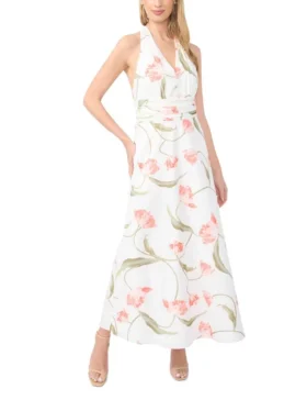 SERAFINA Floral Tie Halterneck Maxi Dress