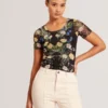 SHORT SLEEVE CREW MESH TOP Black