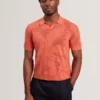 SIDRAHA Jacquard Mesh Knit Open Neck Polo