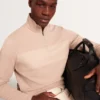 SIMONEA Textured Panel Half-Zip Modal Sweatshirt